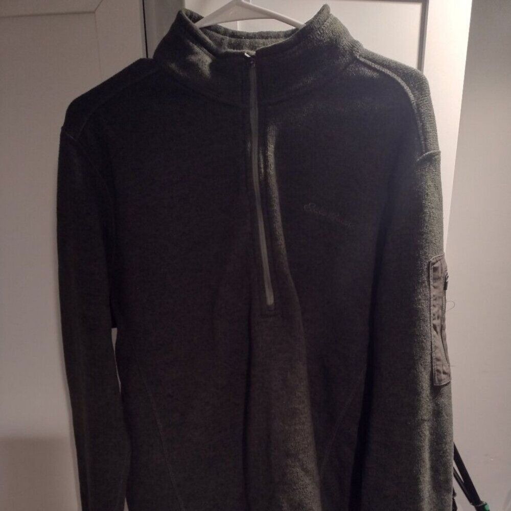 Green Eddie Bauer half zip green fleece light sweater